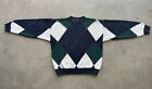 Vintage New River for J. Riggings Blue Green & White Argyle Knit Sweater Size M