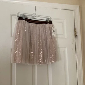 Macy’s Kandy Kiss Skirt Girls XL Gold Sequin Mesh NWT Skater Elastic waist - Picture 1 of 5