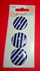 BASTELN mit KNÖPFEN 1" MARINEBLAU GESTREIFT 1 KARTE = 3 KNÖPFE Posten C33 - Bild 1 von 1