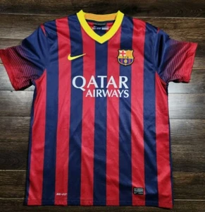 Mens Large Nike  Dri Fit  Messi Jersey Qatar Airways FCB Beko LFP Unicef - Picture 1 of 3