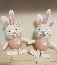Pair ZUNY Leather Pink/White Bunny Weighted Bookend