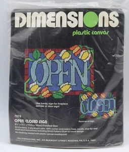 Vintage 1982 Dimensions Plastic Canvas Kit Open/Closed Sign #7078 New - Picture 1 of 5