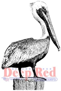 Deep Red Stamps Pelican Rubber Cling Stamp - Picture 1 of 3