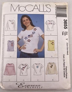 2002 McCall's Pattern 3655 Misses' Tops for Stretch Knits Only Sz Xsm-Sml-Med - Picture 1 of 4
