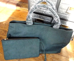 Natori Reisetaschen Set Weekender mit Reißverschluss Clutch Kunstschlangenleder Kiefer - UNBENUTZT - Bild 1 von 5