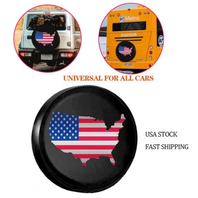 Spare Tire Cover 17‘’ American Flag Wheel Protector Universal For Jeep Wrangler Foto 1 de 4