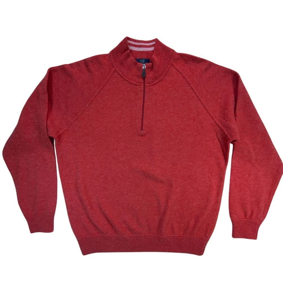 Boggi Milano Red Pure Wool Half Zip Pullover Sweater Luxury Italian Menswear L - Image 1 of 4