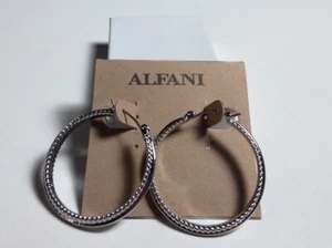 Alfani Silver Paved Hoop Earrings - New - Picture 1 of 1