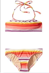 Toobydoo Girl Bandeau Striped Bikini Set Yellow/Orange Size 13-14 5284 - Picture 1 of 1