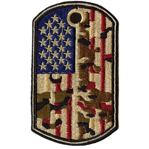 USA Dog Tag Patch Military Army Combat Embroidered Iron On - Picture 1 of 2