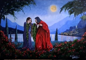 CAMERON ORIGINAL "O Mistress Mine" Shakespeare edwin austin abbey OIL PAINTING - Picture 1 of 1