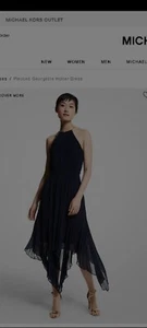  PLEATED GEORGETTE HALTER DRESS MICHAEL KORS SIZE 8 MEDIUM  See Pics 4 Modeling  - Picture 1 of 22