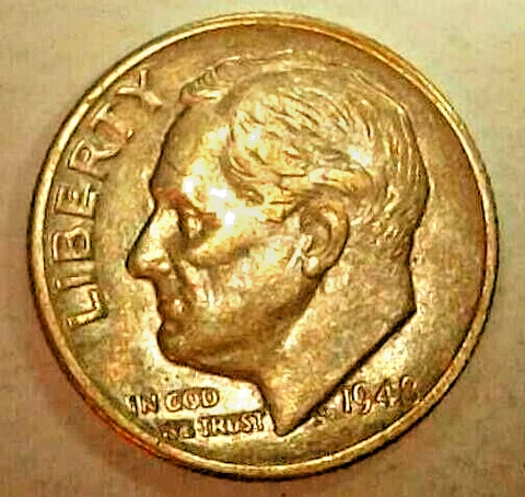 1948 P (10c) Roosevelt Siver Dime Circulated  10 Cents Added Bonus Cover