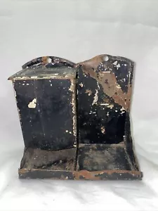 Porta fiammiferi doppio in latta vintage fiammiferi casale rustico - Foto 1 di 5