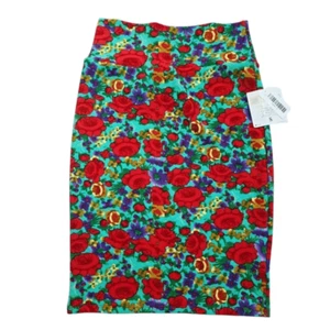 Lularoe NWT Cassie Pencil Skirt Aqua Green Floral Small - Picture 1 of 5