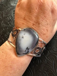Dendritic Opal Winter Storm Cuff Bracelet (fits wrist 7-9") Artisan Southwest - Picture 1 of 3