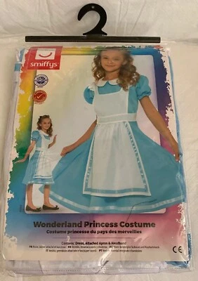 Disfraz de Princesa del País de las Maravillas Vestido Azul Delantal Adjunto y Diadema NUEVO Niño Grande Foto 1 de 4