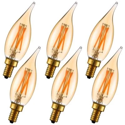 Litehistory Dimmable 4W 2200K Amber CA10 Led Bulb E12 Candelabra Led 250Lm 40W F - Image 1 of 4