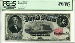 FR 56 1880 $2 LEGAL TENDER 67 PPQ SUPERB GEM NEW ***FINEST KNOWN*** - Picture 1 of 2