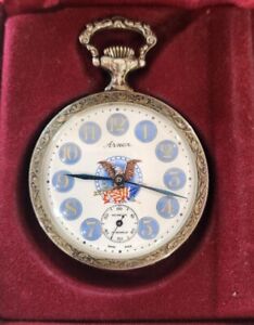 ARNEX TIME CO. SWISS  OPEN FACE POCKET WATCH. KENNEDY MEMORIAL. Nice Condition 