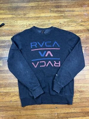 Sudadera RVCA Adulto MD Gris Oscuro Cuello Redondo Manga Larga Spellout Skate Surf Foto 1 de 4