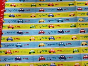 Baby Looney Tunes-Small Cars with Directions on Street- Fat Quarter - Picture 1 of 1