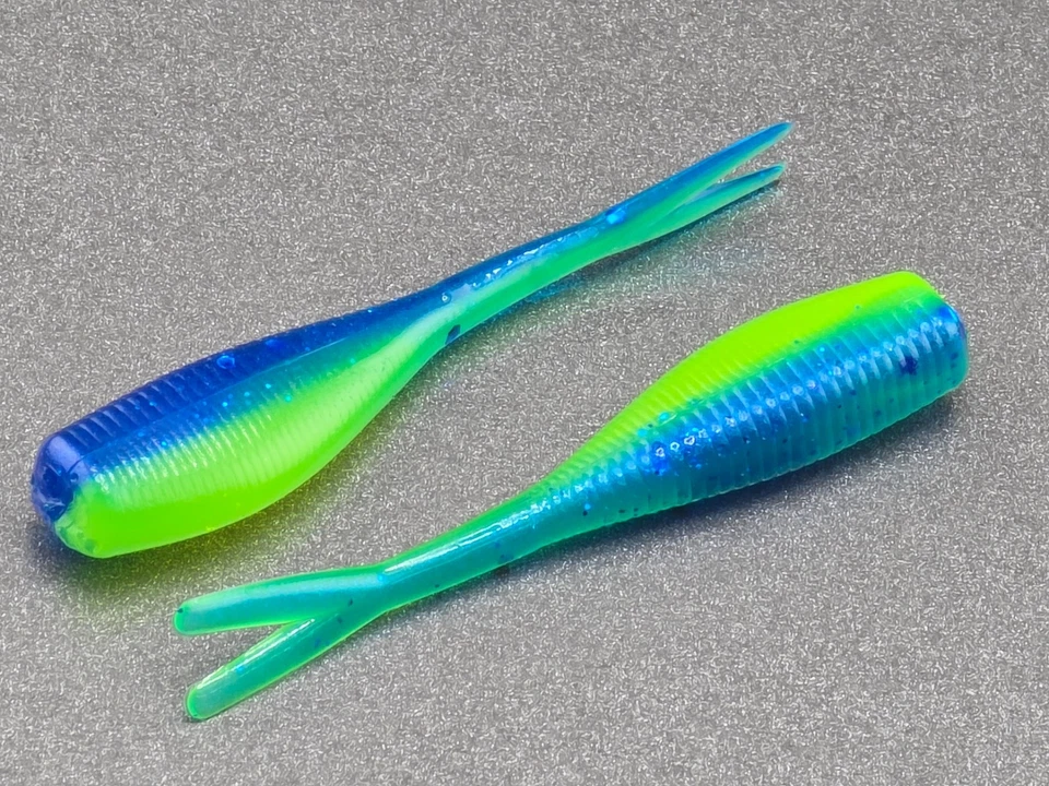 (20) - Trituradora de losas de 2" "Blue Ice/Chart" Crappie Jig GRUBS CEBO PANFISH BABY SHAD Foto 1 de 1