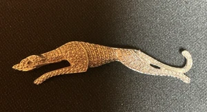 Vintage Mystique Silver Tone Greyhound Dog 3" Brooch - Picture 1 of 6