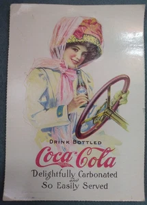Postcard "Drink Coca-Cola" Vtg Ad Repro 1910 Trade CardShorts & a Bottle of Coke - Picture 1 of 5