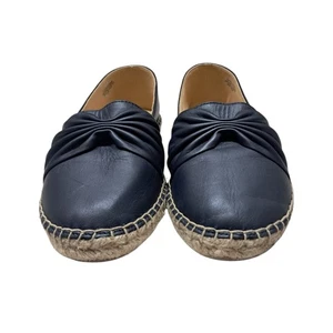 Talbots Izzy Espadrille Nappa Flats Women's 8.5 Navy Blue Knot Leather Slip On - Picture 1 of 11