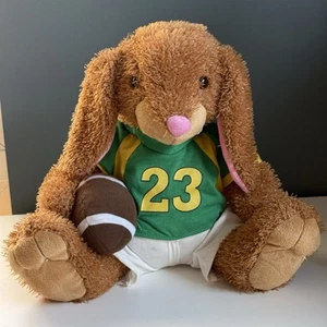 Brown BUNNY RABBIT 12" Plush Touchdown Green Football Jersey Vintage Walmart #23 - Picture 1 of 9