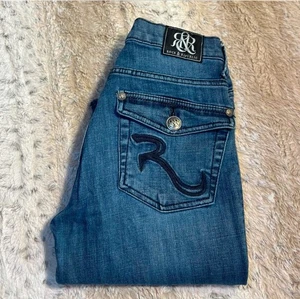 Rock & Republic Jeans Womens 6 Dark Denim Casandra Bootcut Stretch Flap Pocket - Picture 1 of 8