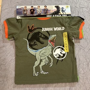 Jurassic World Boy 4-pack Tees Set Sz 5 T-Rex Dinosaur - Picture 1 of 7