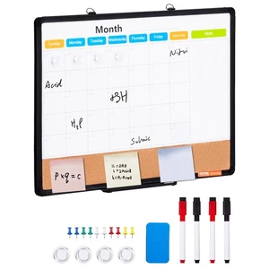 VEVOR 24"x18" Monthly Calendar Whiteboard & Cork Board Combo with Aluminum Frame - Picture 1 of 12