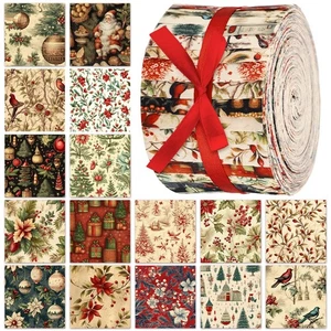 Fanfanwin 40 Pcs Vintage Christmas Quilting Fabric Roll 2.56 Inch Precut Fab... - Picture 1 of 6