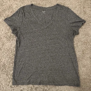 Madewell Whisper Cotton V-Neck Tee Shirt Womens Size Small Gray Short Sleeve - Picture 1 of 8