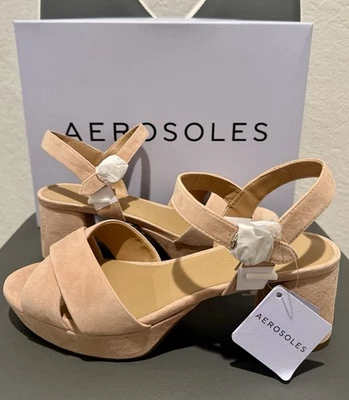 Novas Sandálias Femininas Aerossoles Cosmos Blush Camurça Salto Sapatos Tamanho 10W - Imagem 1 de 4