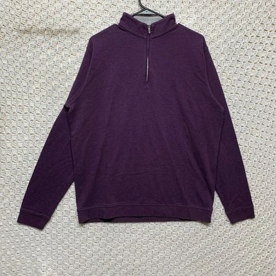 Pulôver masculino Peter Millar Crown conforto L roxo 1/4 zíper golfe escritório casual - Imagem 1 de 4