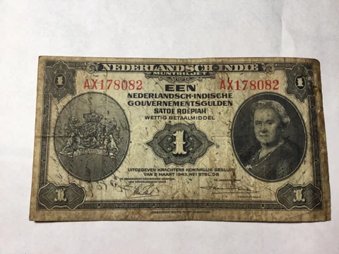 XRARE WW2 USA Pilot SHORT SNORTER NETHERLANDS INDIE 1943 1 GULDEN 5 Signatures Cover