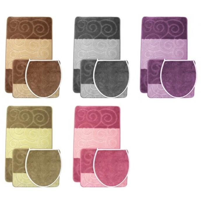 3tlg Badezimmer-Set badteppich Bad Teppich Duschmatte Badvorleger WC Deckelbezug - Bild 1 von 1