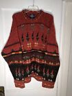 Willis & Geiger Mens Wool Hand Knit Tribal Heavy Sweater  Red Size L  c484