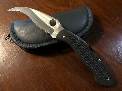 Vintage 90s Spyderco Japan C12TUFS Civilian Folding Pocket Knife & Soft Case - Image 1 of 4