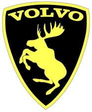 GENUINE Discontinued Prancing Moose VOLVO 3” Yellow on Black Adhesive Decal