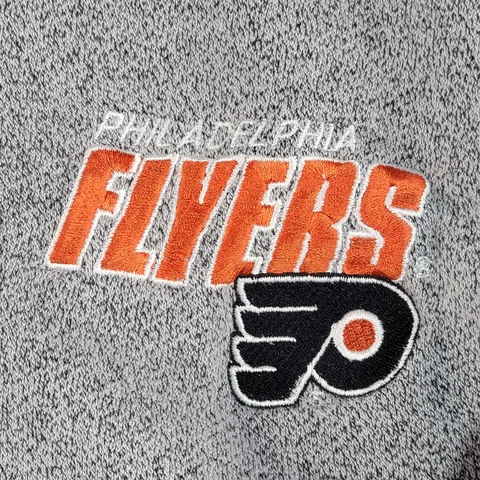 Philadelphia Flyers Sweater Men's Large Gray Sweatshirt Henley Embroidered Logo Cover