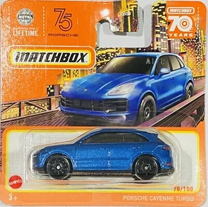 Matchbox Porsche Cayenne Turbo blue 2023 new 70 Years Anniversary  (short Card) - Picture 1 of 1