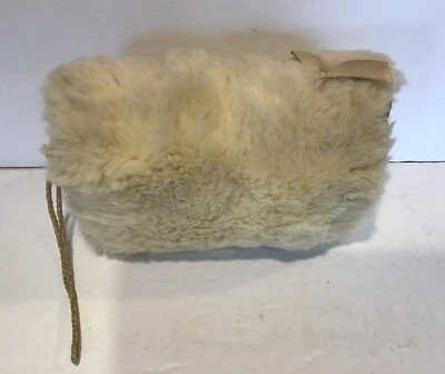 复古儿童白色/奶油色毛皮松饼 50 年代 60 年代绗缝衬里暖手 — 第 1/4 张图片