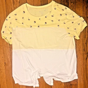 No Boundaries Mushroom Print Tie Shirt Short Sleeve Juniors Nature Women Yellow - Picture 1 of 10