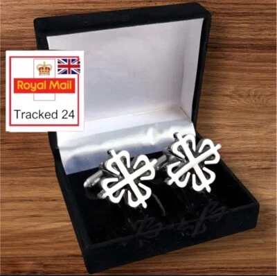 MENS PREMIUM KNOT CUFFLINKS Silver Pl SUIT Wedding LUX GIFT IN CUFFLINK BOX UK - Image 1 of 4