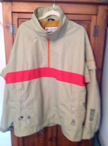 Mens COLUMBIA CONVERT 1/2 Zip Tan/Red/Gold Lined Windbreaker Size XL - Picture 1 of 8