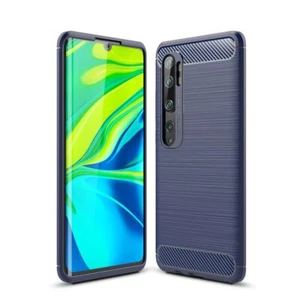Etui Komórka Ochrona do Xiaomi Mi Note 10 Pro Case Cover Bumper Wygląd włókna węglowego Niebieskie - Zdjęcie 1 z 7